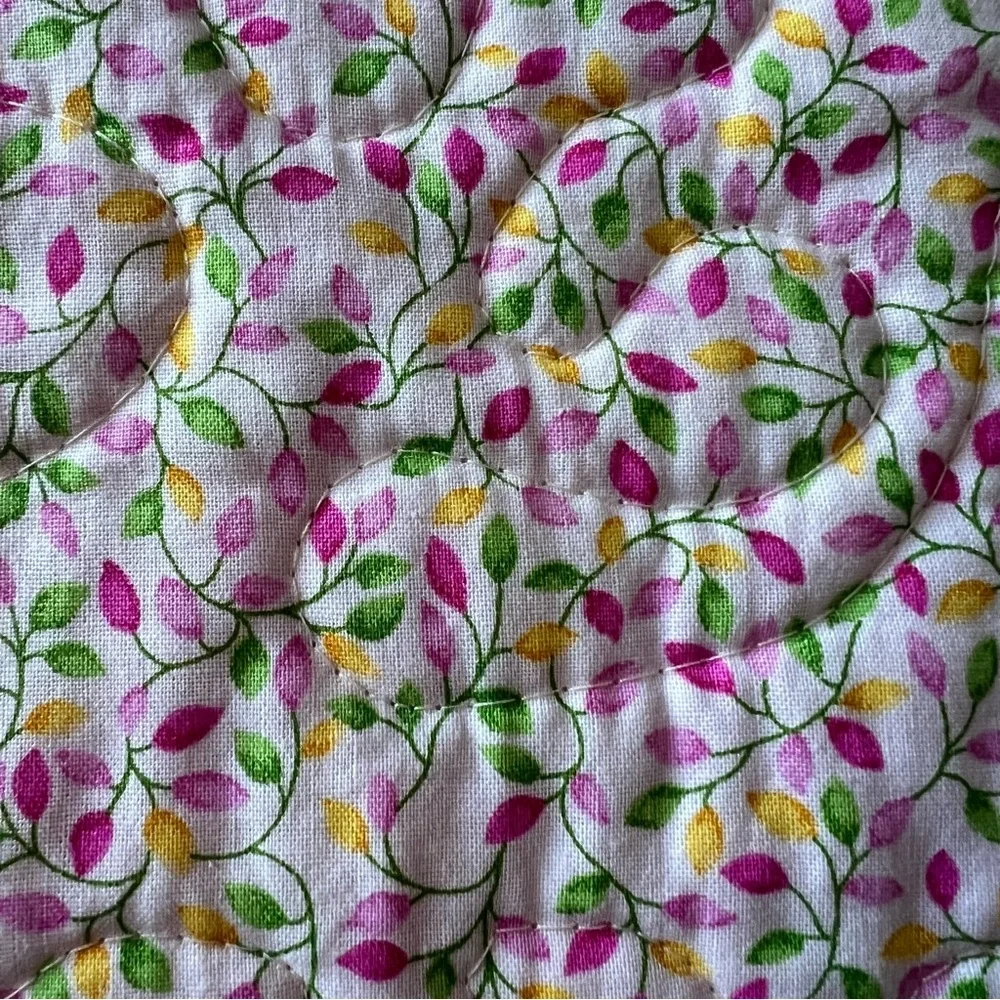 New Handmade Baby Quilt 32”x46” – Cotton Patchwork, Lilac Border